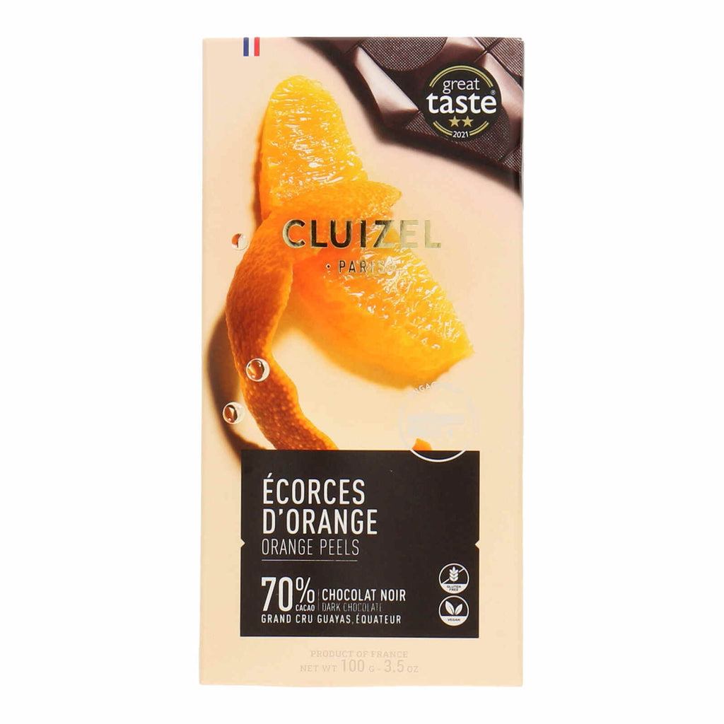 Cluizel Tablet Guayas Dark Chocolate With Orange Peel 70%, 100gm