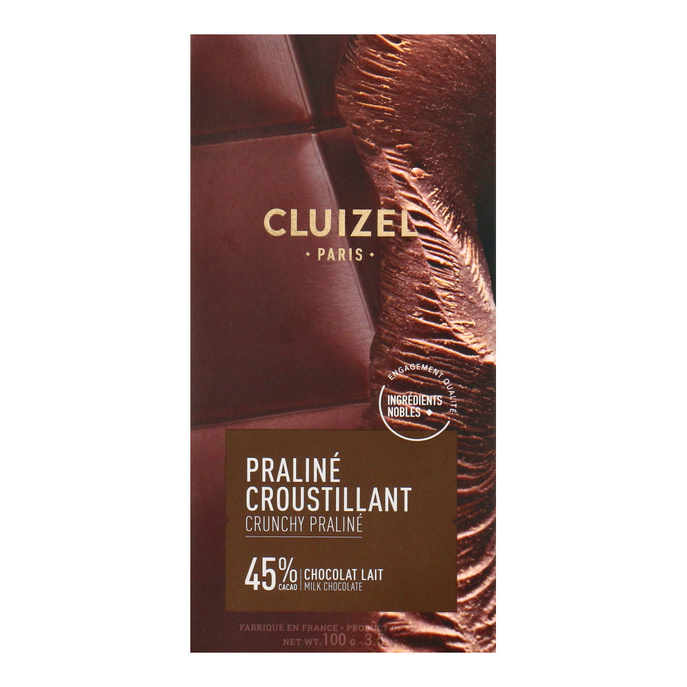 Cluizel Tablet Crunchy Praline Milk Chocolate 45%, 100gm