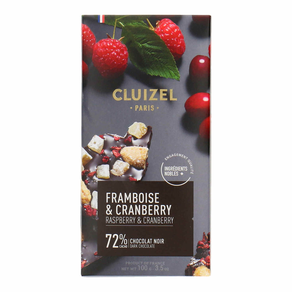 Cluizel Tablet Raspberry And Cranberry Dark Chocolate 72%, 100gm
