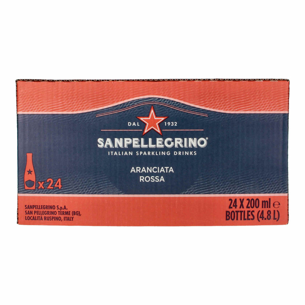 Sanpellegrino Natural Aranciata Rossa (Glass), 24's x 20cl (Box Front View)